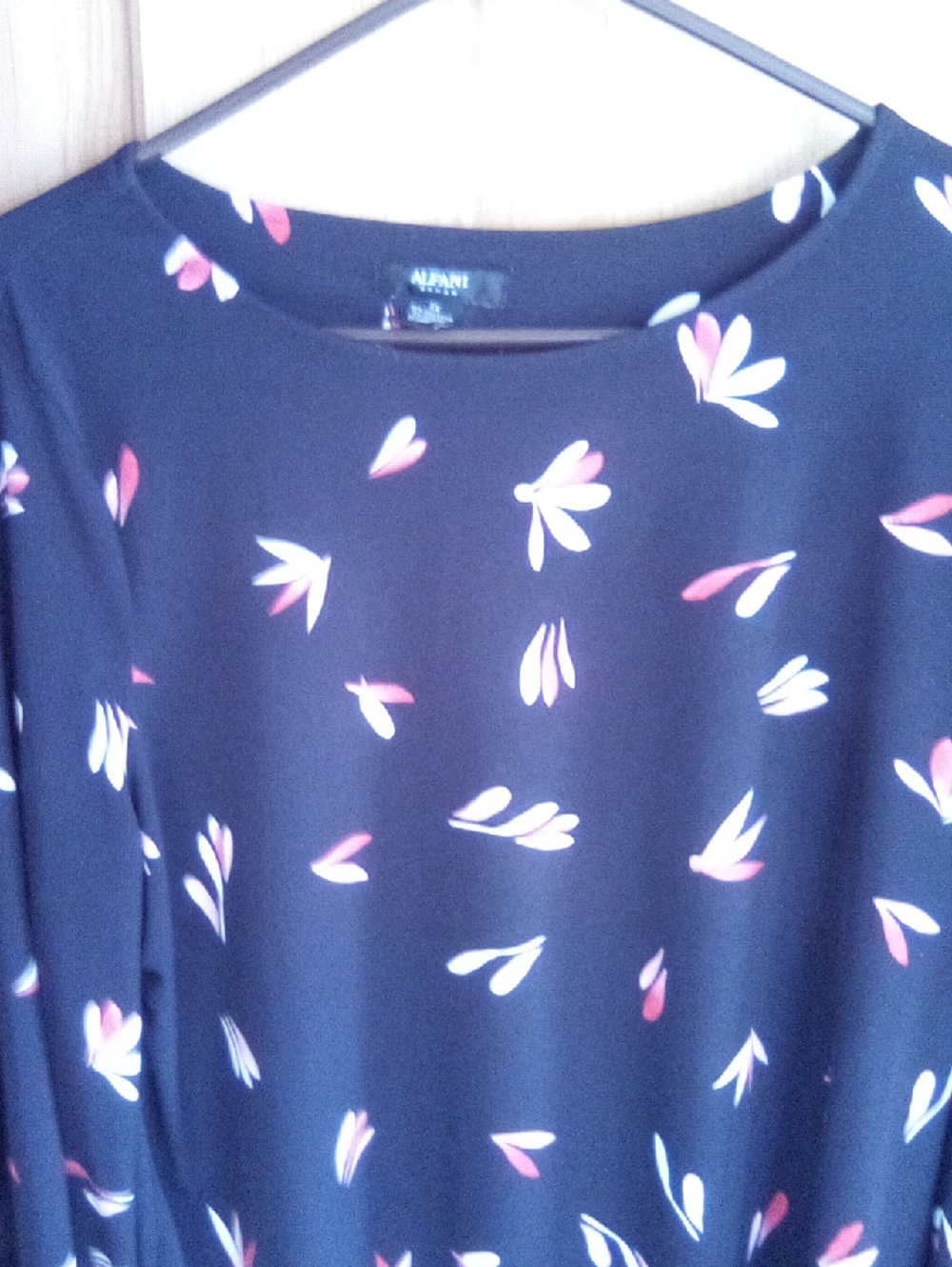 Alfani Navy Floral-Print Top with Pink and White Accents